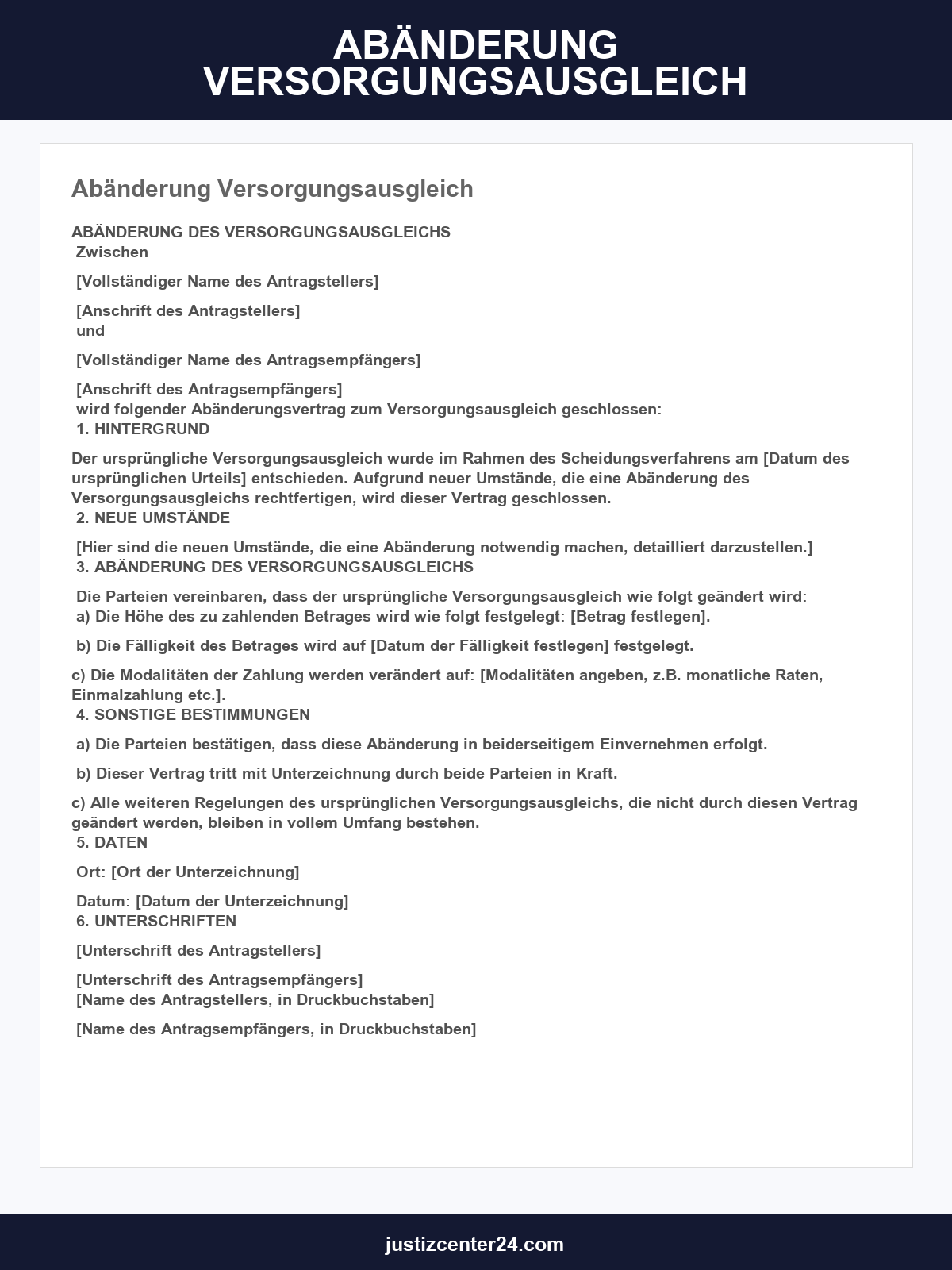 Abänderung Versorgungsausgleich Muster