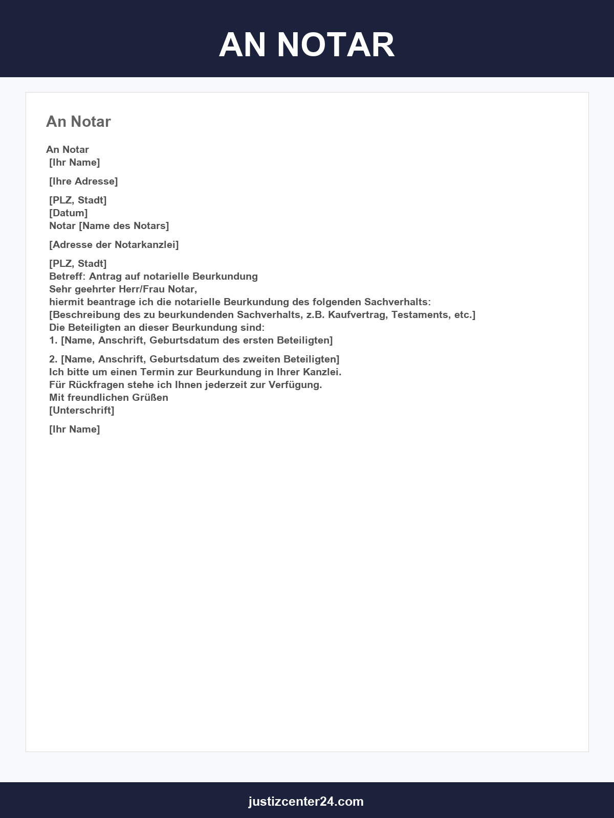 E-Mail An Notar Muster