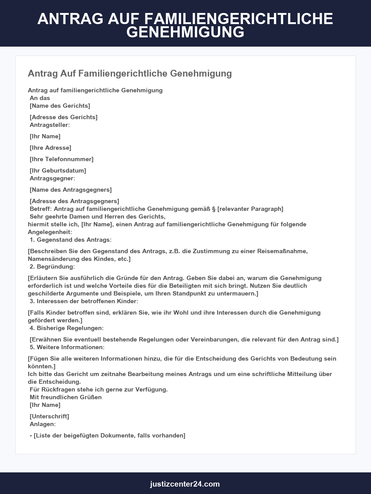 Antrag Auf Familiengerichtliche Genehmigung Muster