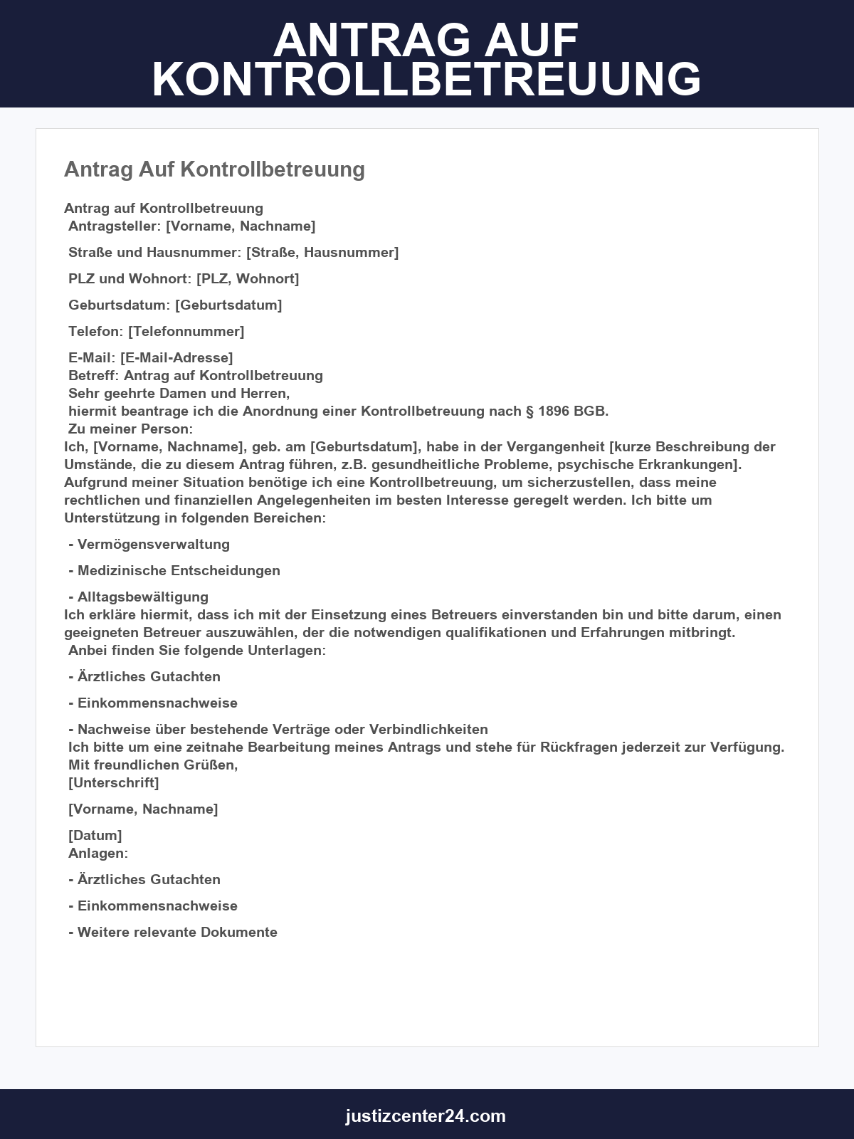 Antrag Auf Kontrollbetreuung Muster