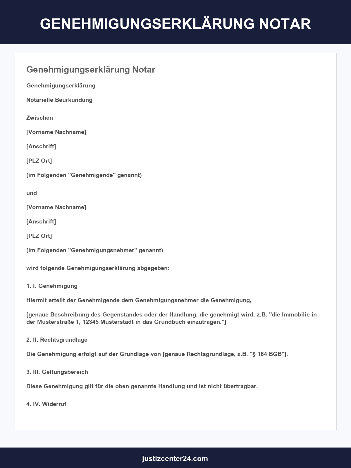 Genehmigungserklärung Notar Muster