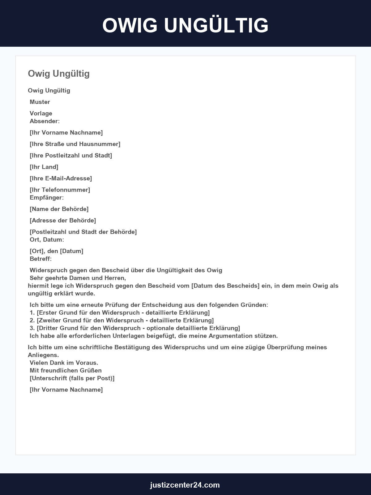 Owig Ungültig Musterschreiben