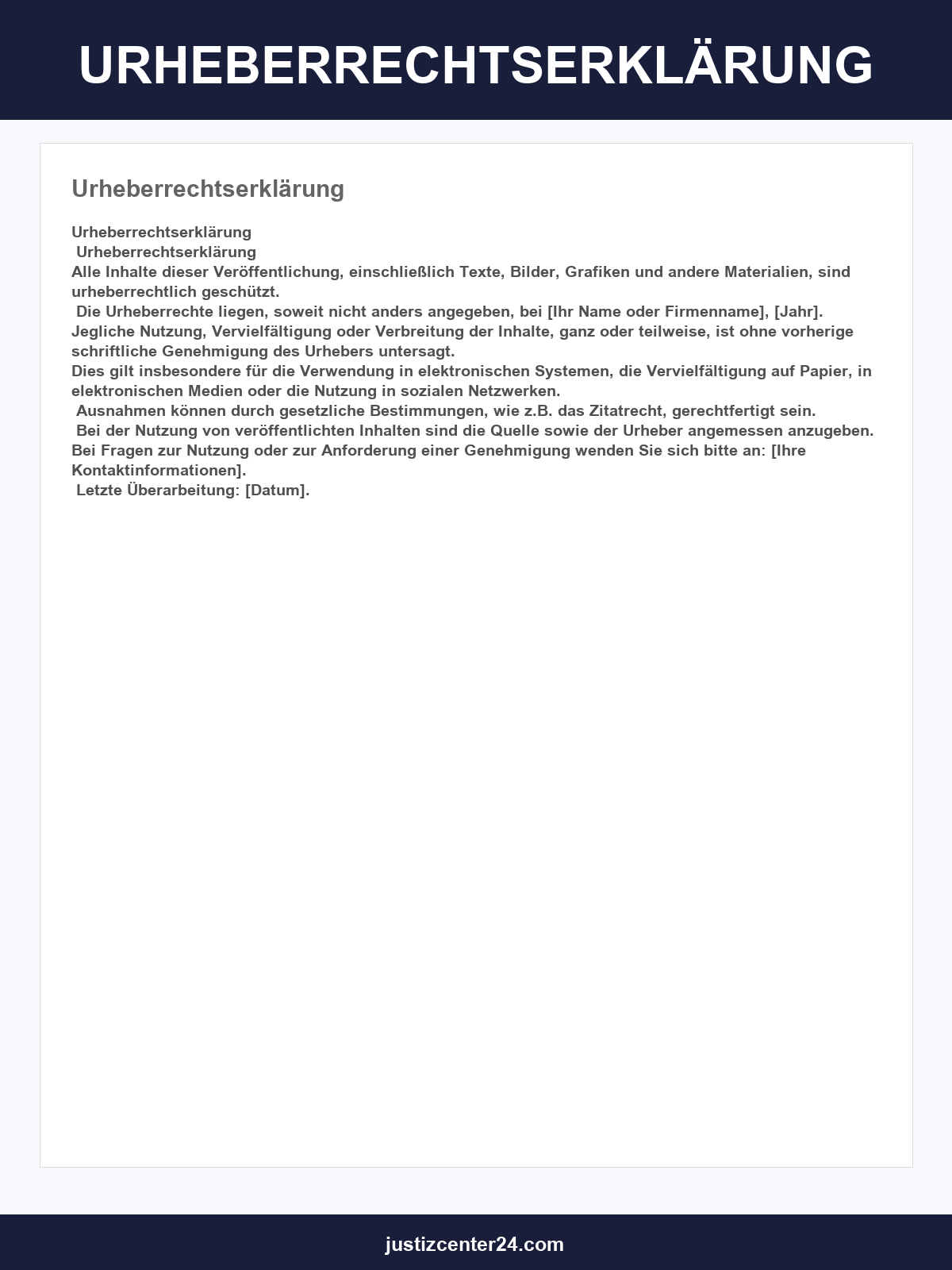 Urheberrechtserklärung